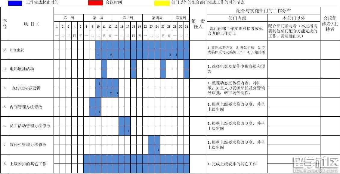 年度工作计划安排表