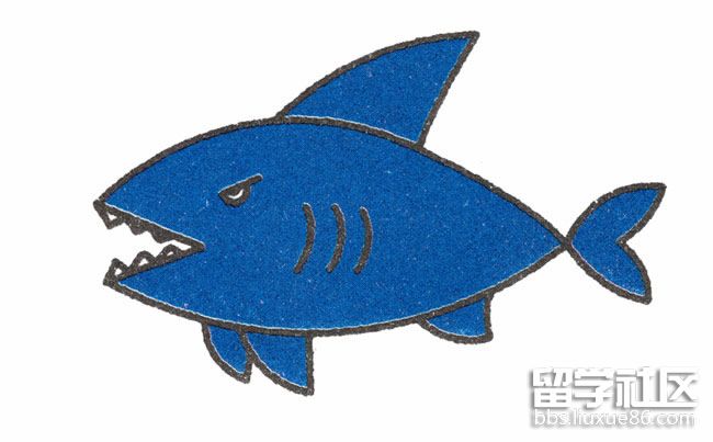 海底世界鲨鱼简笔画图片