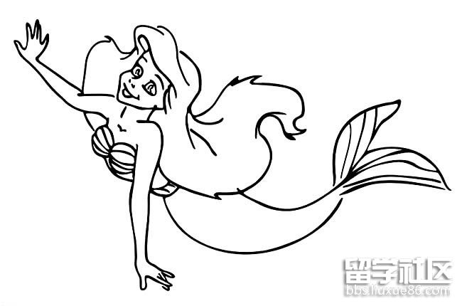 卡通人物简笔画--美人鱼