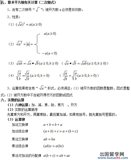 （北师版）初二上册数学知识点总结：第二章 实数