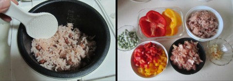 彩椒鸡丁红豆饭步骤3-4