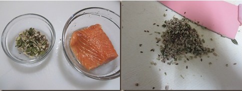 香煎亚麻籽鲑鱼步骤1-2