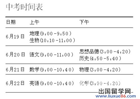 惠州市2013年中考时间