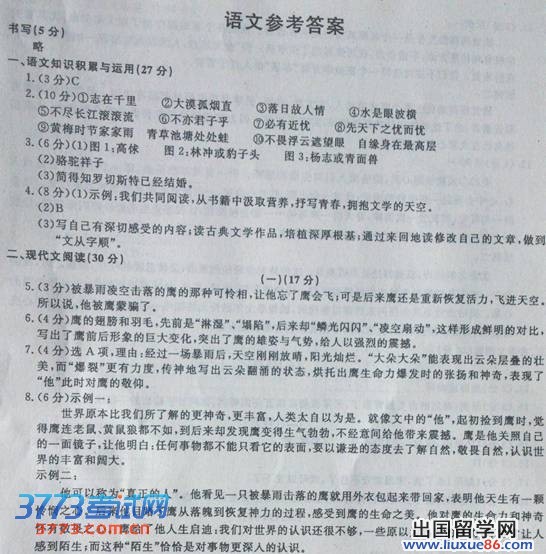 2013温州中考语文答案