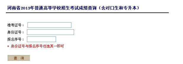 2013年信阳高考查分