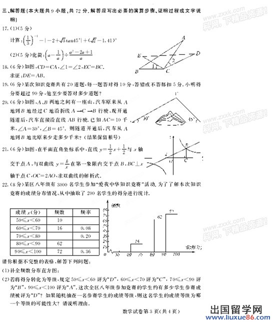 2013呼和浩特中考数学试题及答案及答案