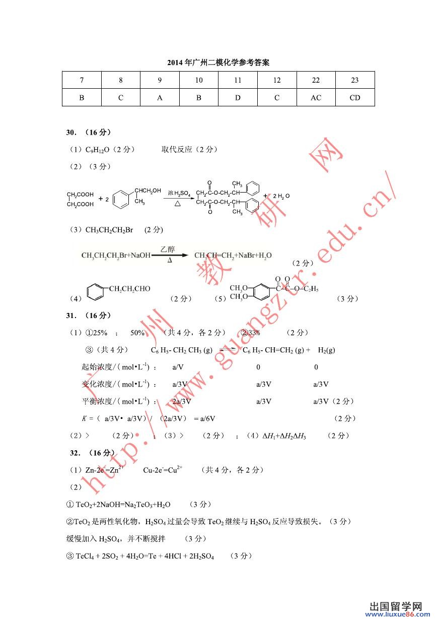 2014广州二模化学试题及答案