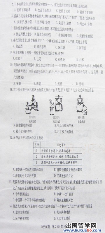 山东泰安2013年中考历史试题（图片版）