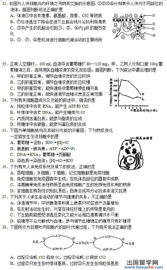 2014成都高二期末考 成都市2012级高中毕业班摸底测试生物试题答案