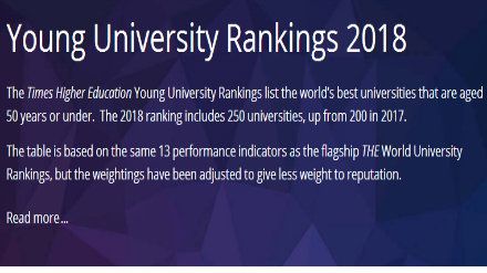 2018THE年轻大学排名Top100