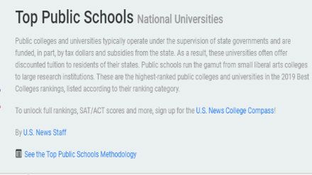 2019US News美国公立大学排名（完整版）