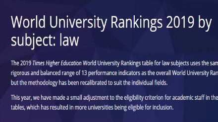 2019泰晤士高等教育世界大学学科排名 法律与法学（完整版）