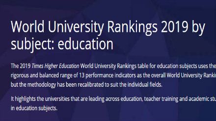 2019泰晤士高等教育世界大学学科排名 教育学