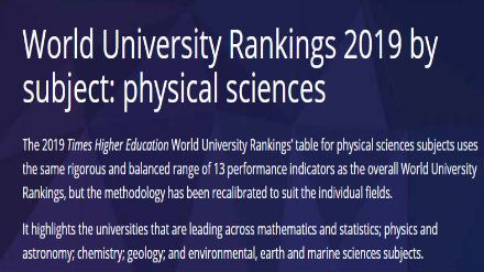 2019泰晤士世界大学排名 自然科学