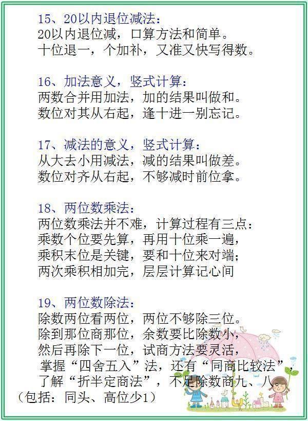 小学数学基础知识点顺口溜